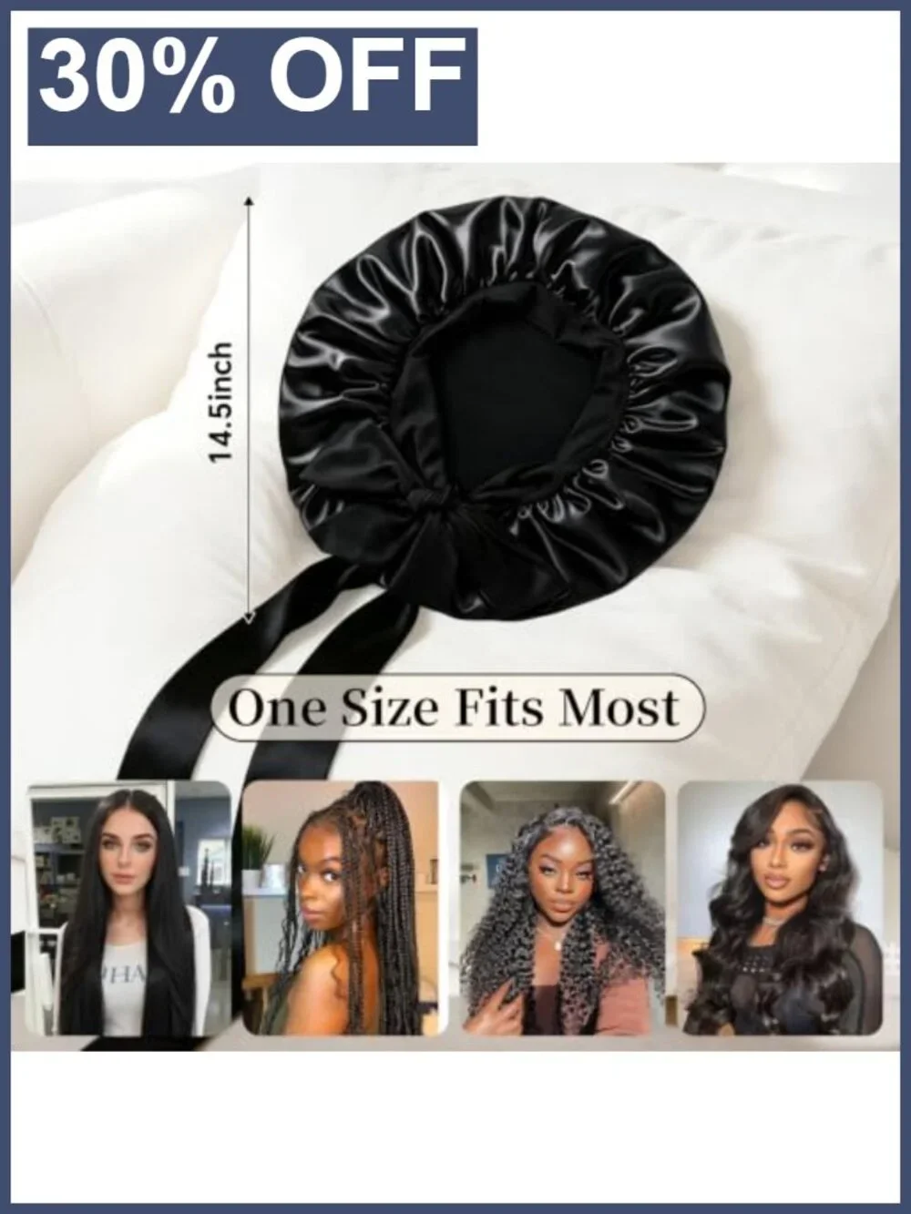 Satin Silk Bonnet Hair Cap for Sleeping Reduce Frizz & Breakage Adjustable